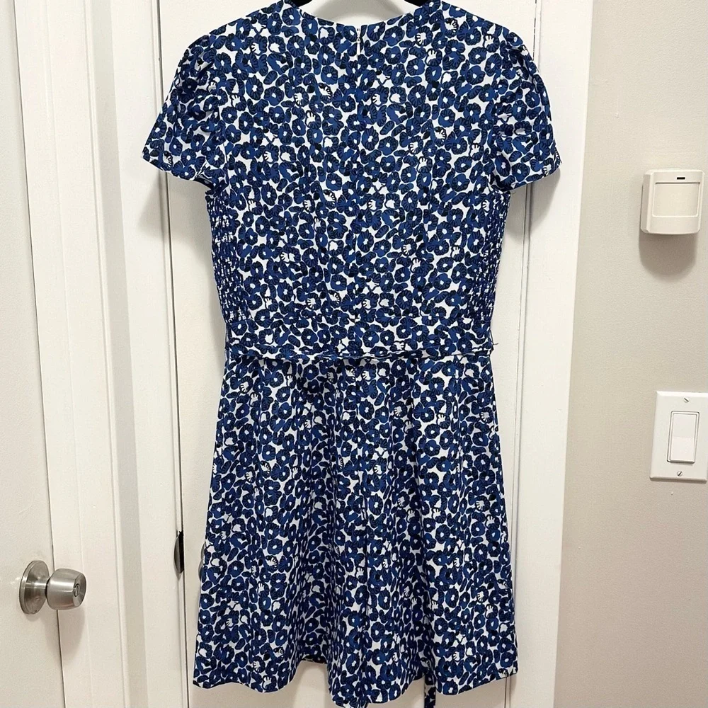 ANTHROPOLOGIE Leifnotes S 4 Drafted Petals Romper Blue White Sweetheart Ruched